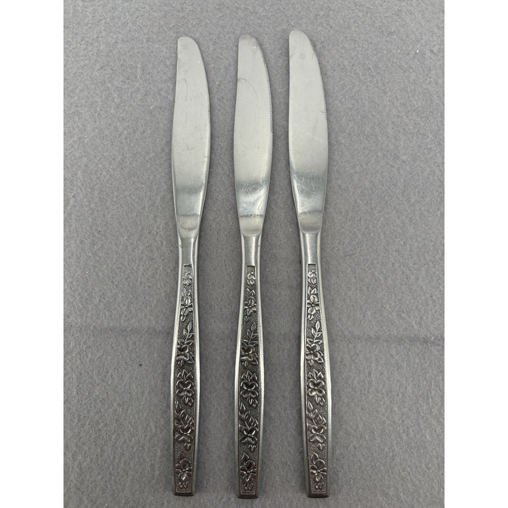 Mid Century Modern Rogers La Spana Set 4 Dinner Knifes Stainless Korea Vintage